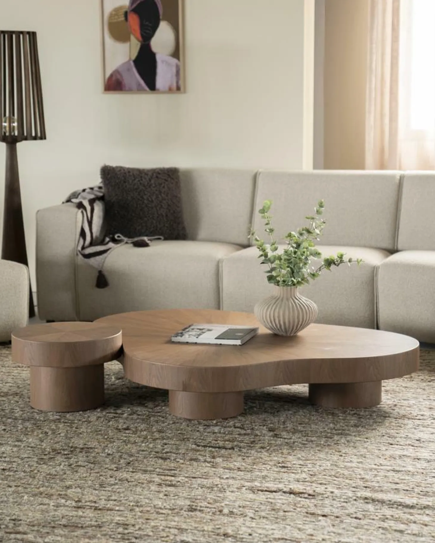 Organische Salontafel Bobbie - lichtbruin - 150 x 110 cm - Loft24.nl
