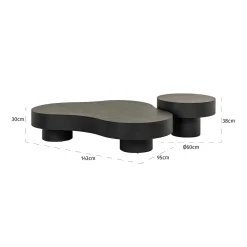 Organische Salontafel Bogor Set van 2 stuks - Zwart - Loft24.nl
