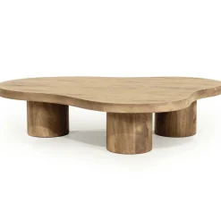 Organische Salontafel Charlie Mangohout 130 x 100cm - Naturel - Loft24.nl