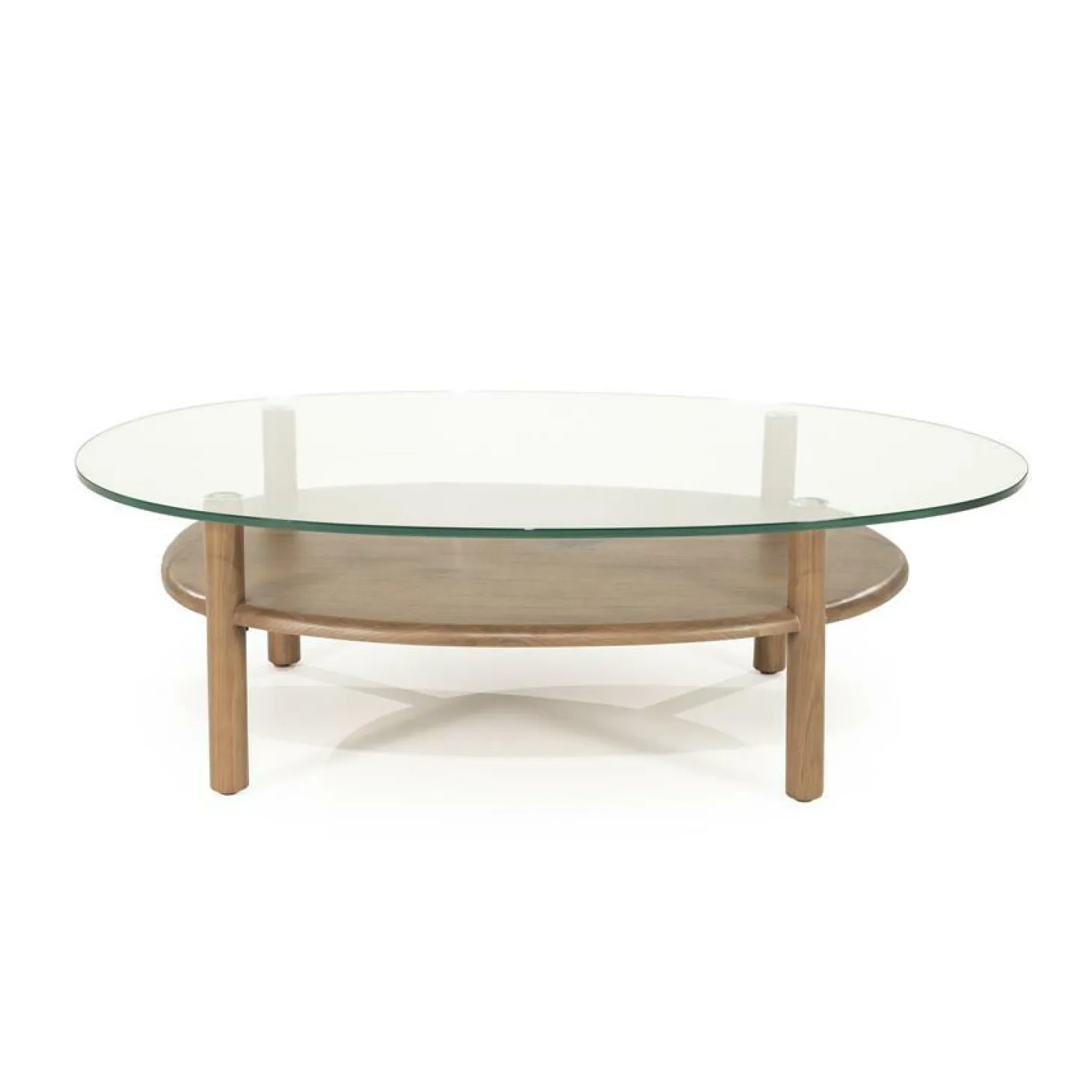 Organische Salontafel Cleo Glas en eikenhout 101 x 73cm - Lichtbruin - Loft24.nl