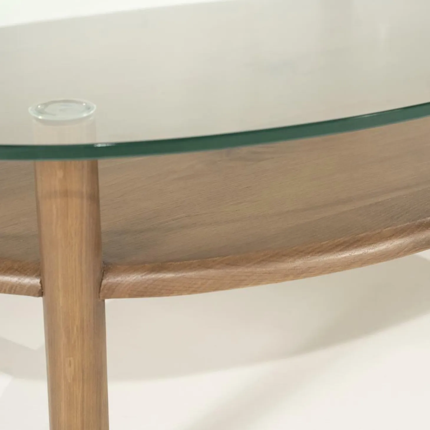 Organische Salontafel Cleo Glas en eikenhout 101 x 73cm - Lichtbruin - Loft24.nl