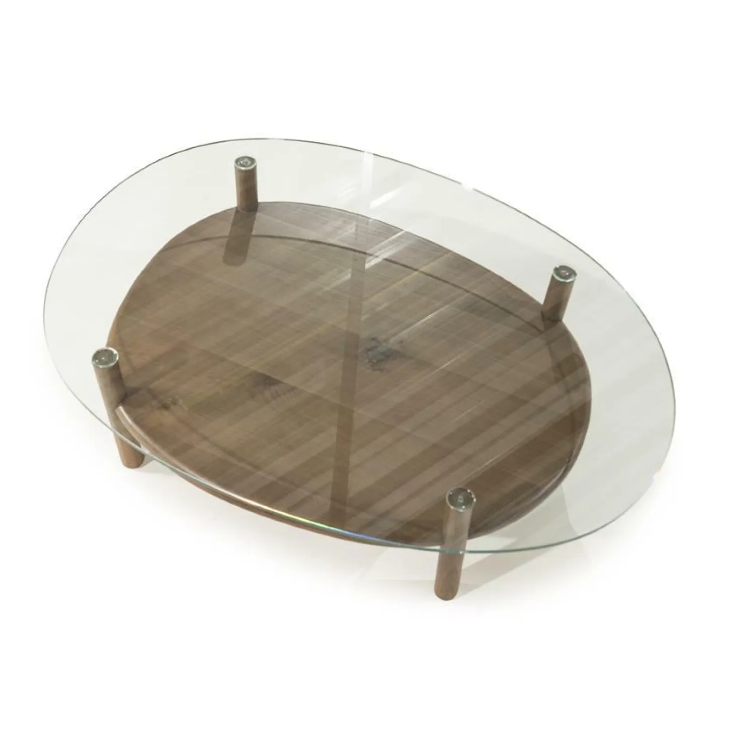 Organische Salontafel Cleo Glas en eikenhout 101 x 73cm - Lichtbruin - Loft24.nl