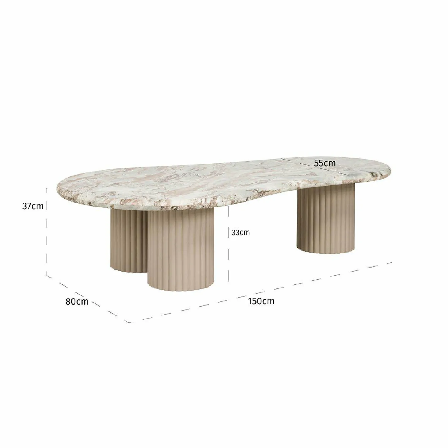 Organische Salontafel Coronel Marmer 150 x 80cm - Beige - Loft24.nl