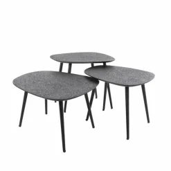 Organische Salontafel Dark Metaal Set van 3 stuks - Zwart - Loft24.nl