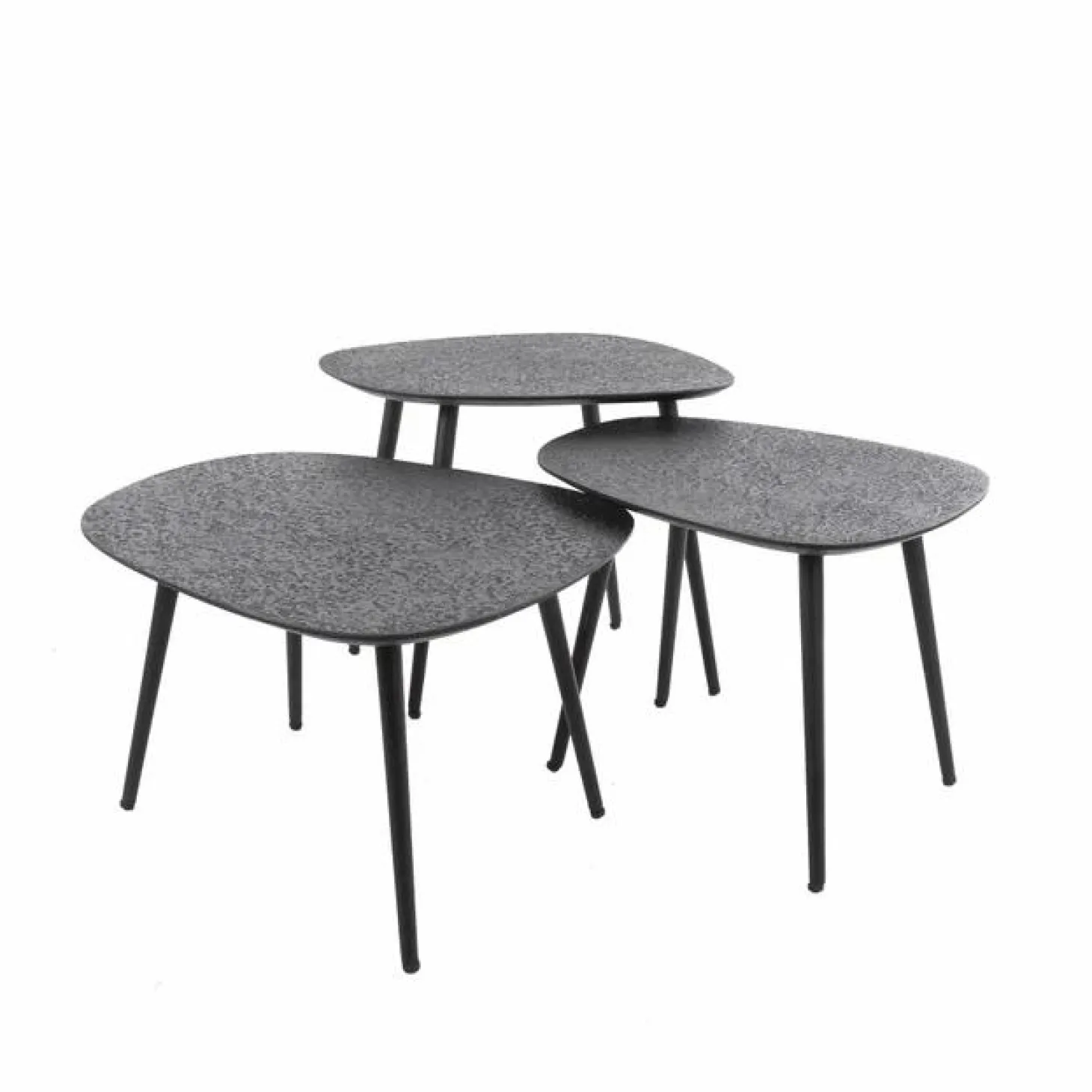 Organische Salontafel Dark Metaal Set van 3 stuks - Zwart - Loft24.nl