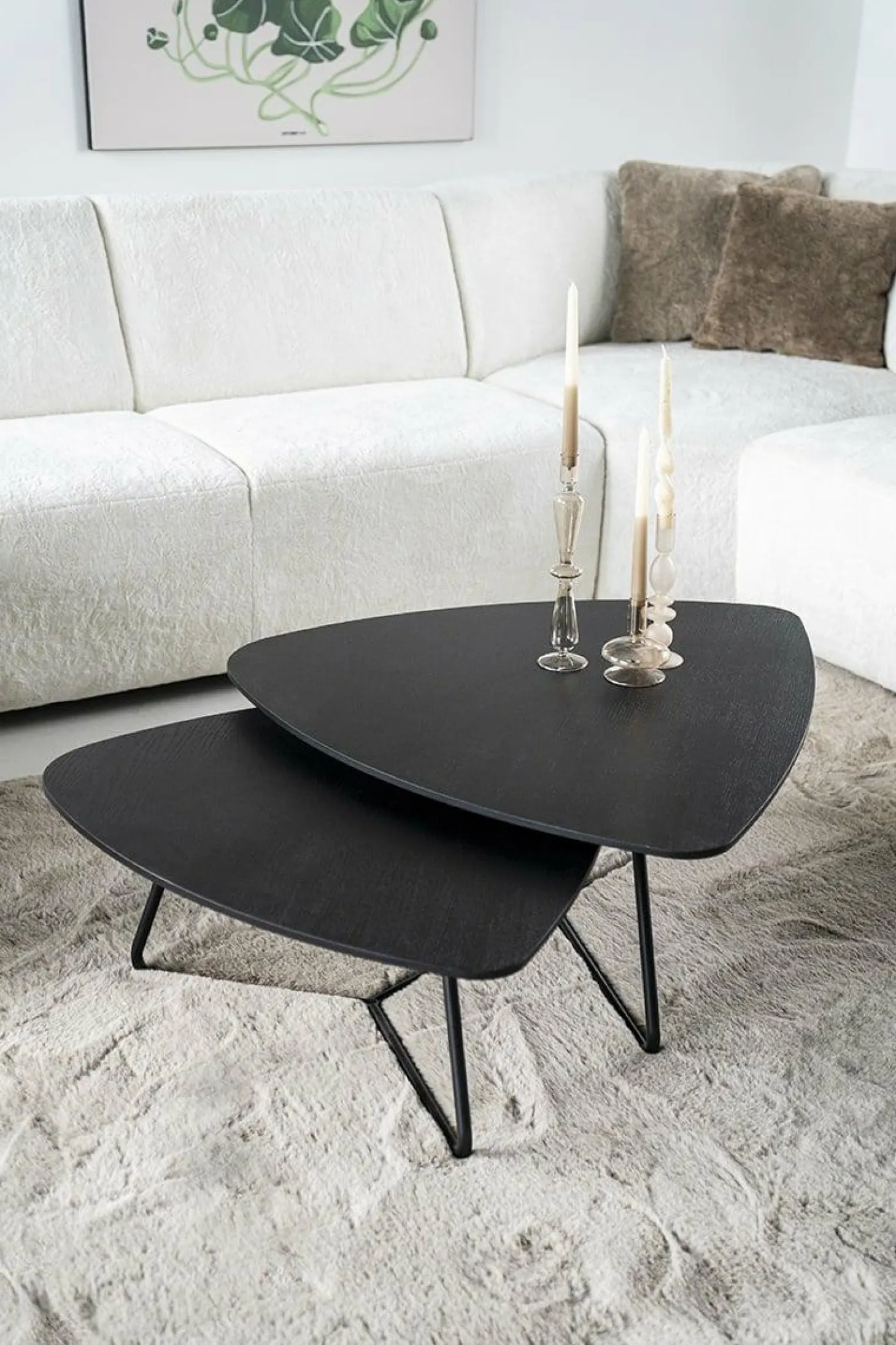 Organische Salontafel Moos Eikenhout 85 x 95 cm - Zwart - Loft24.nl