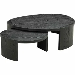 Organische Salontafel Navarino Set van 2 stuks - Zwart - Loft24.nl