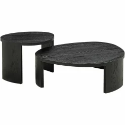 Organische Salontafel Navarino Set van 2 stuks - Zwart - Loft24.nl