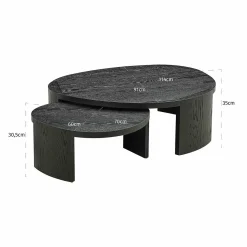 Organische Salontafel Navarino Set van 2 stuks - Zwart - Loft24.nl