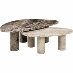 Organische Salontafel Nazario Marmer - Set van 2 stuks - Loft24.nl