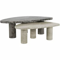 Organische Salontafel Nazario Marmer - Set van 2 stuks - Loft24.nl
