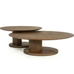 Organische Salontafel Novia Mangohout 90 x 60cm - Lichtbruin - Loft24.nl