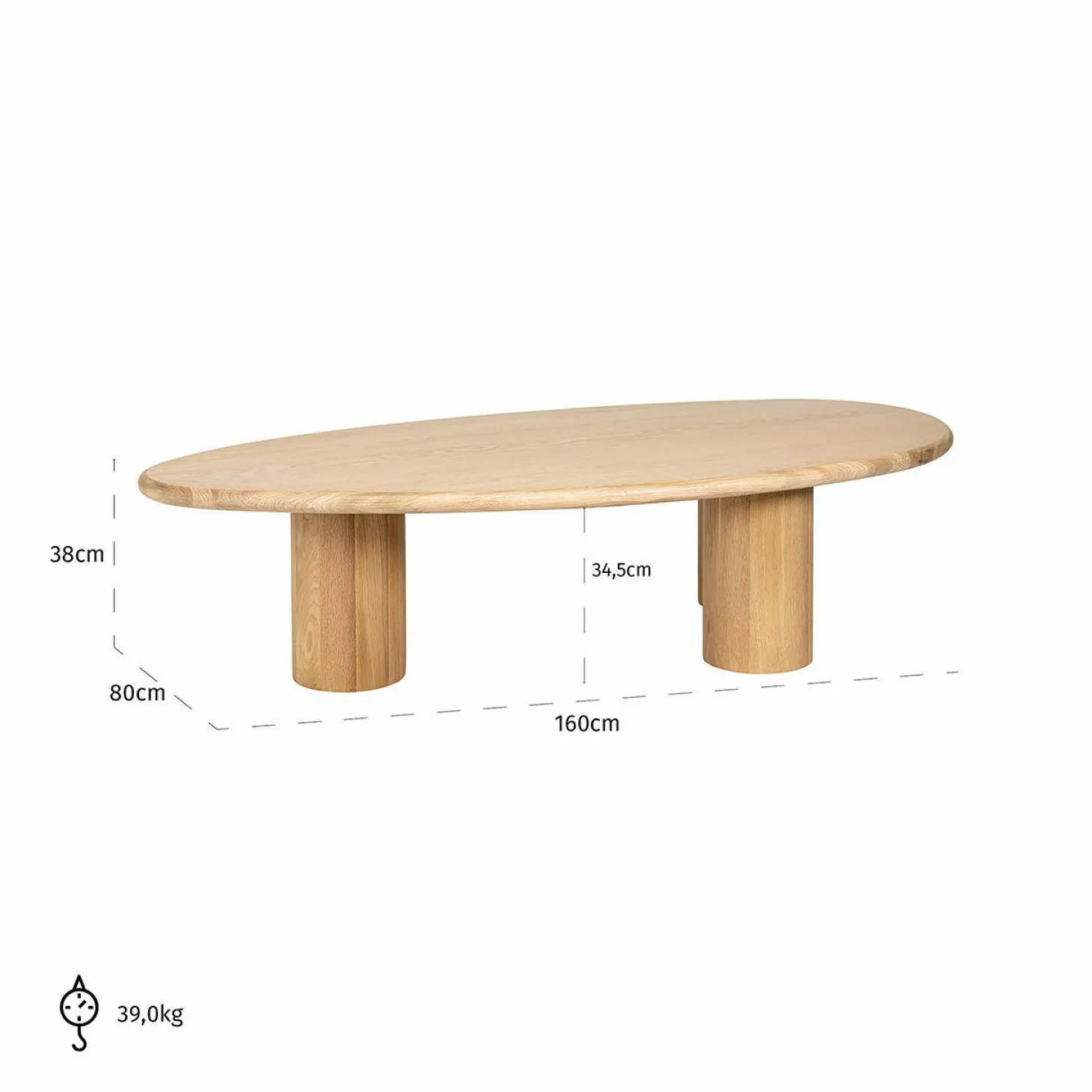 Organische Salontafel Oakley 160 x 80 cm - Naturel - Loft24.nl