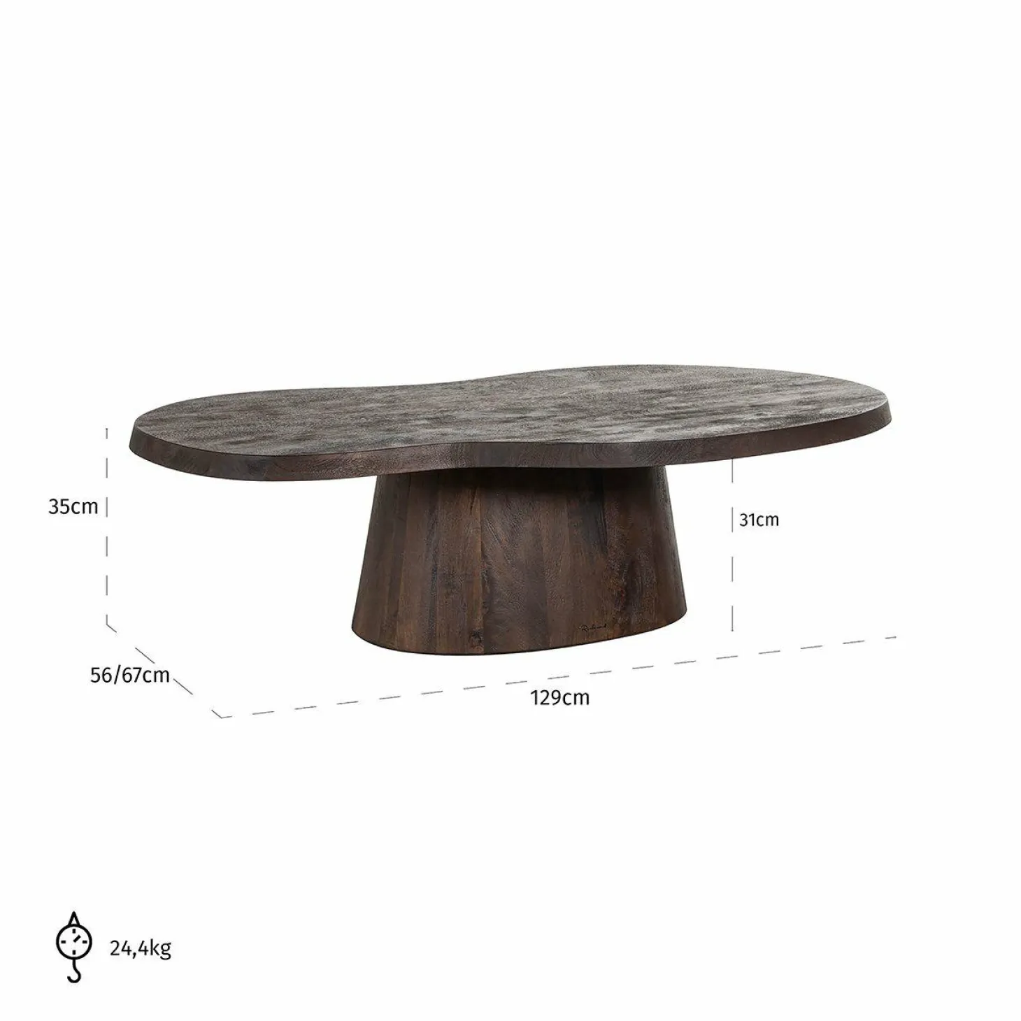 Organische Salontafel Odile Mangohout - Bruin - Loft24.nl