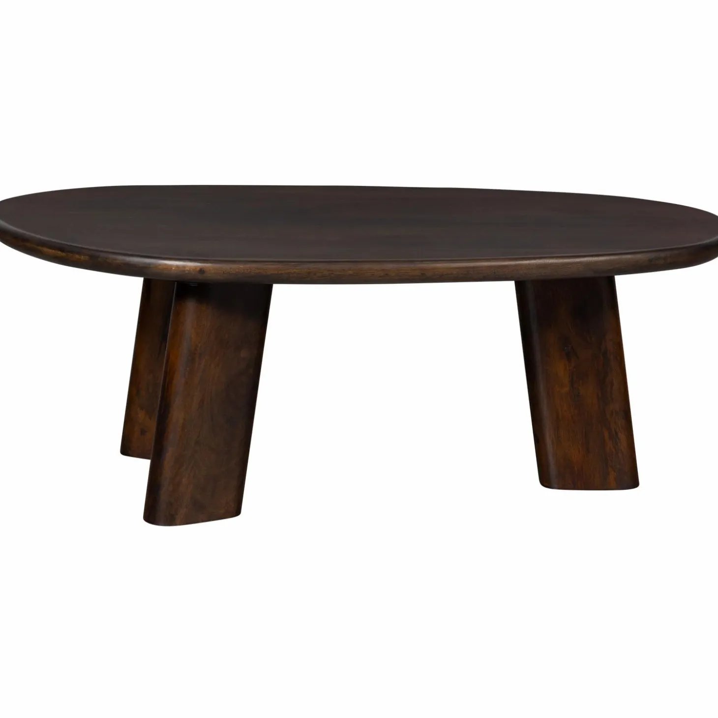 Organische Salontafel Roundly Mangohout 110 x 60cm Walnoot - Loft24.nl