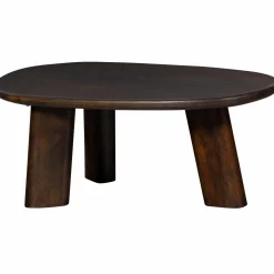 Organische Salontafel Roundly Mangohout 110 x 60cm Walnoot - Loft24.nl