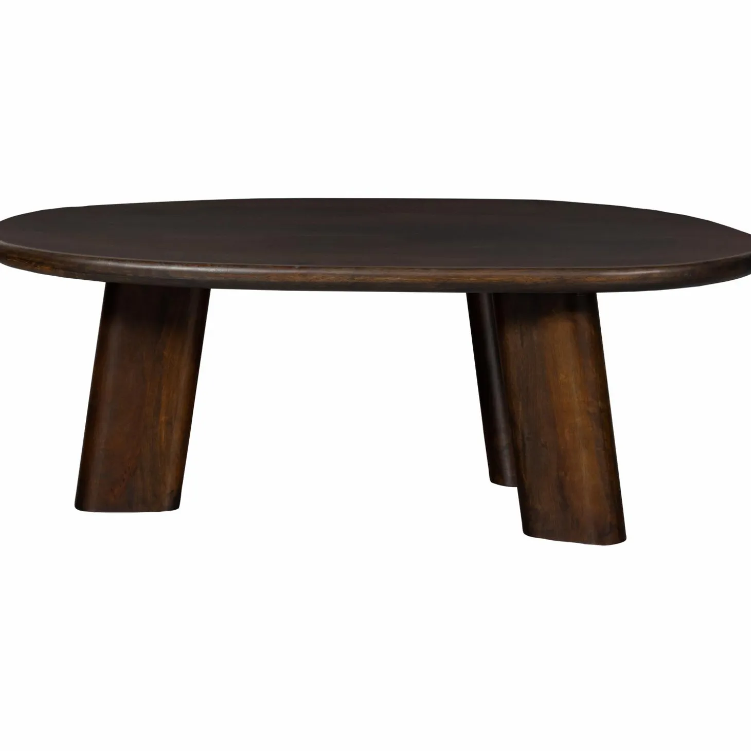 Organische Salontafel Roundly Mangohout 110 x 60cm Walnoot - Loft24.nl
