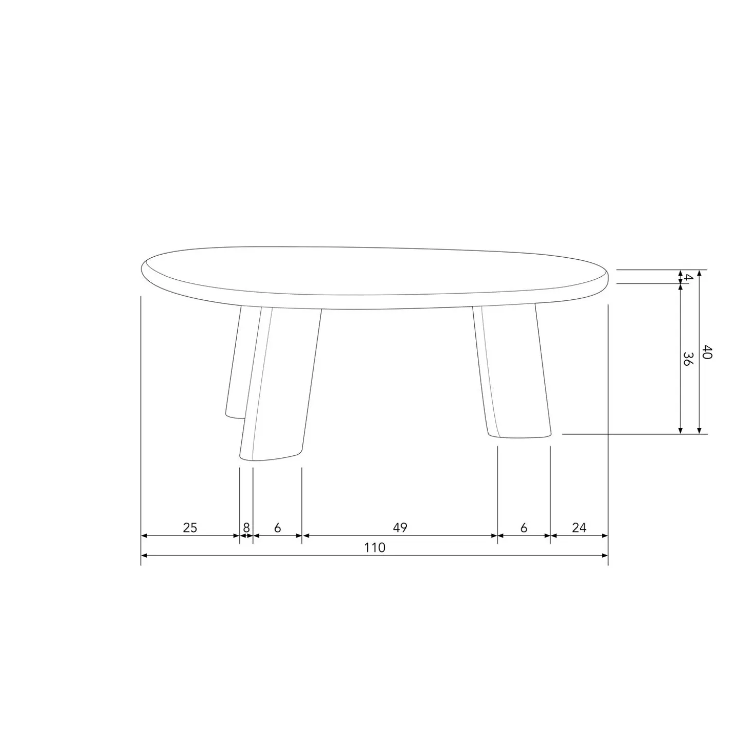Organische Salontafel Roundly Mangohout 110 x 60cm Walnoot - Loft24.nl
