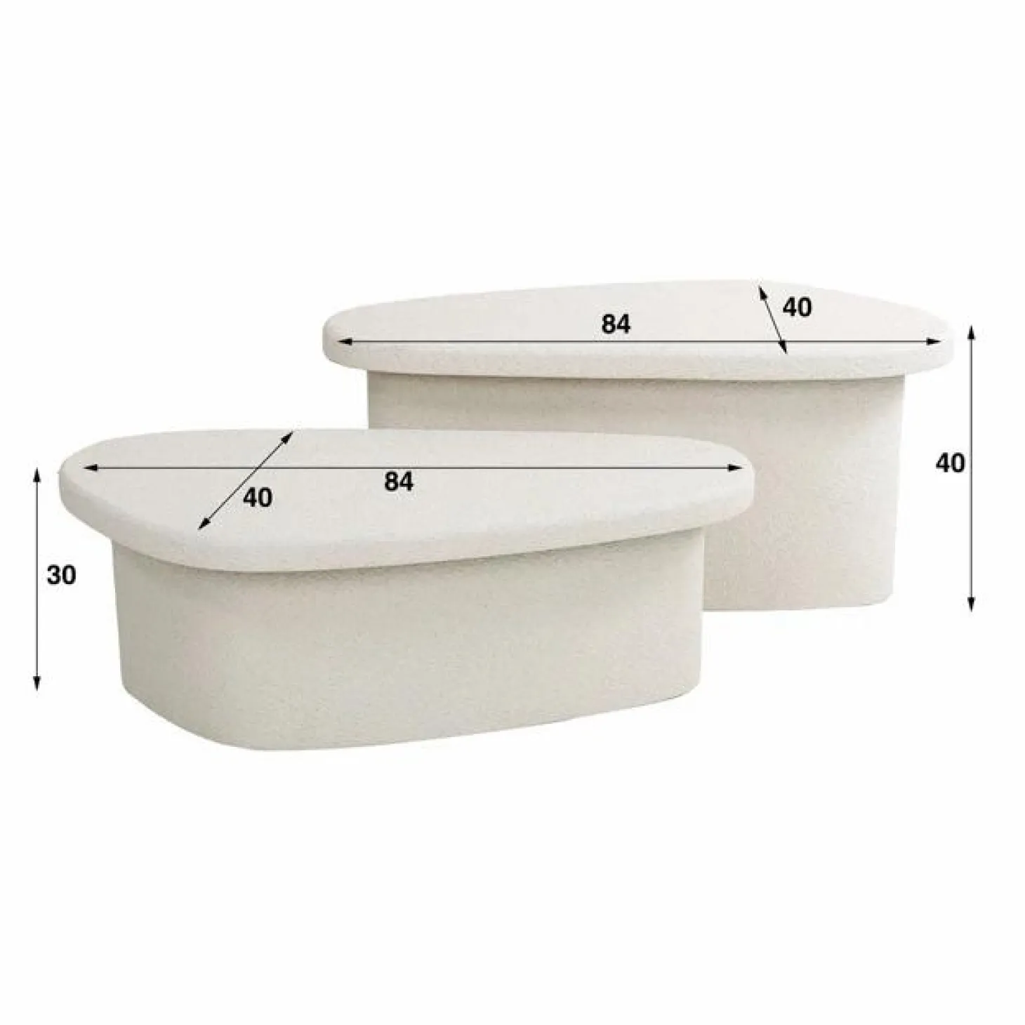 Organische Salontafel Stone Organic XL Set van 2 stuks - Wit - Loft24.nl