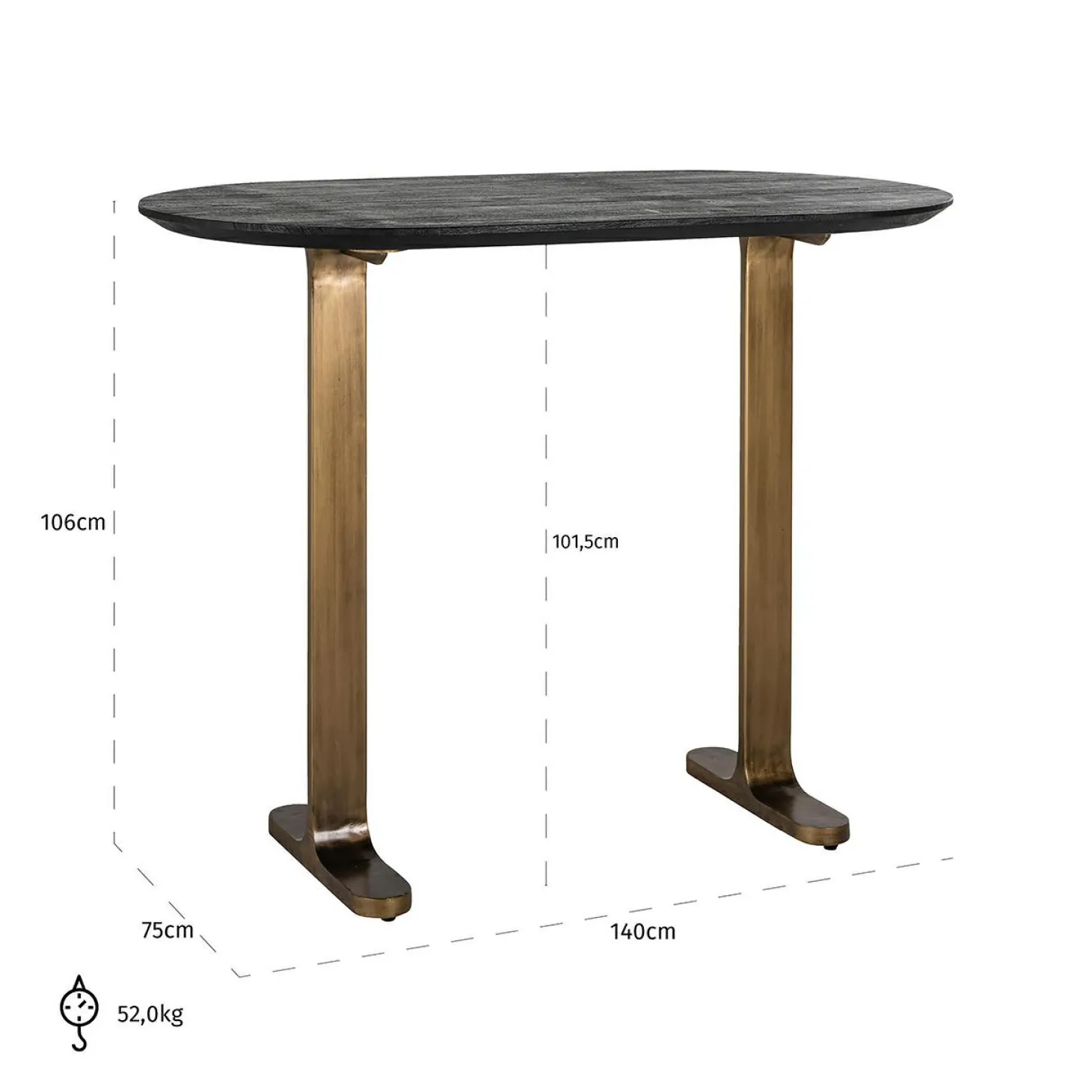 Ovale Bartafel Revelin - 106 cm hoog - Loft24.nl