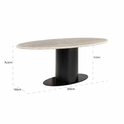 Ovale Eettafel Brodman Marmer 200 x 100 cm - Wit - Loft24.nl