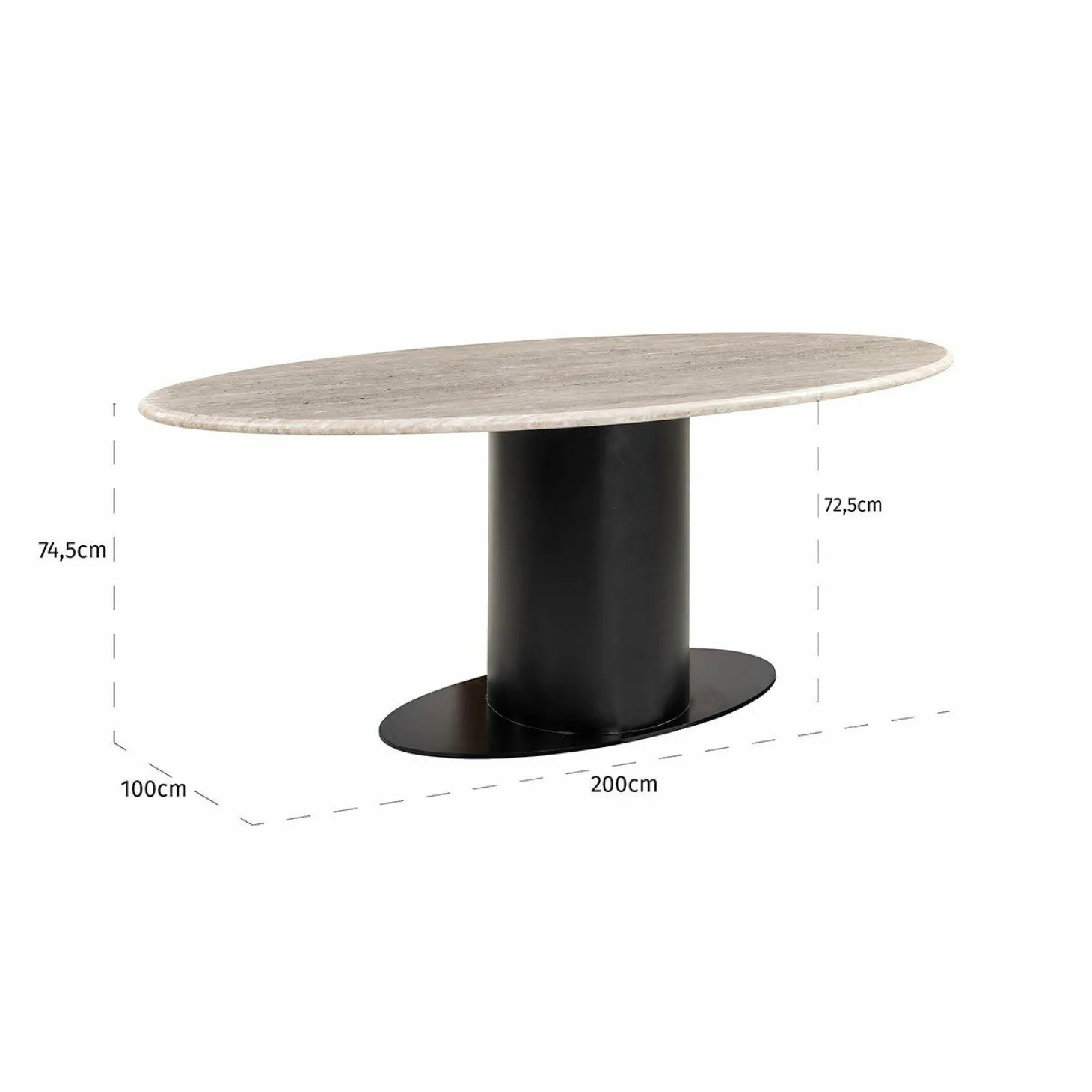 Ovale Eettafel Brodman Marmer 200 x 100 cm - Wit - Loft24.nl