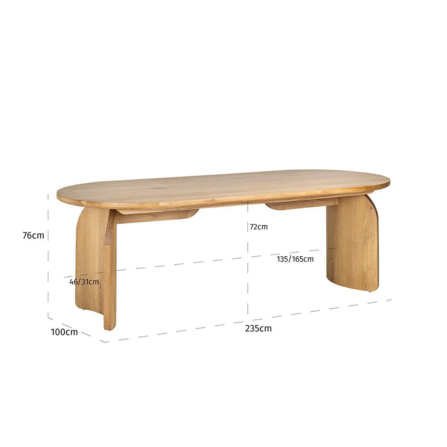 Ovale Eettafel Fairmont Eiken 235 x 100 cm - Naturel - Loft24.nl