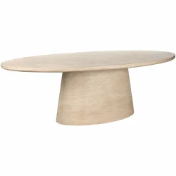 Ovale Eettafel Fictus Faux Travertine 240 x 120 cm - Beige - Loft24.nl