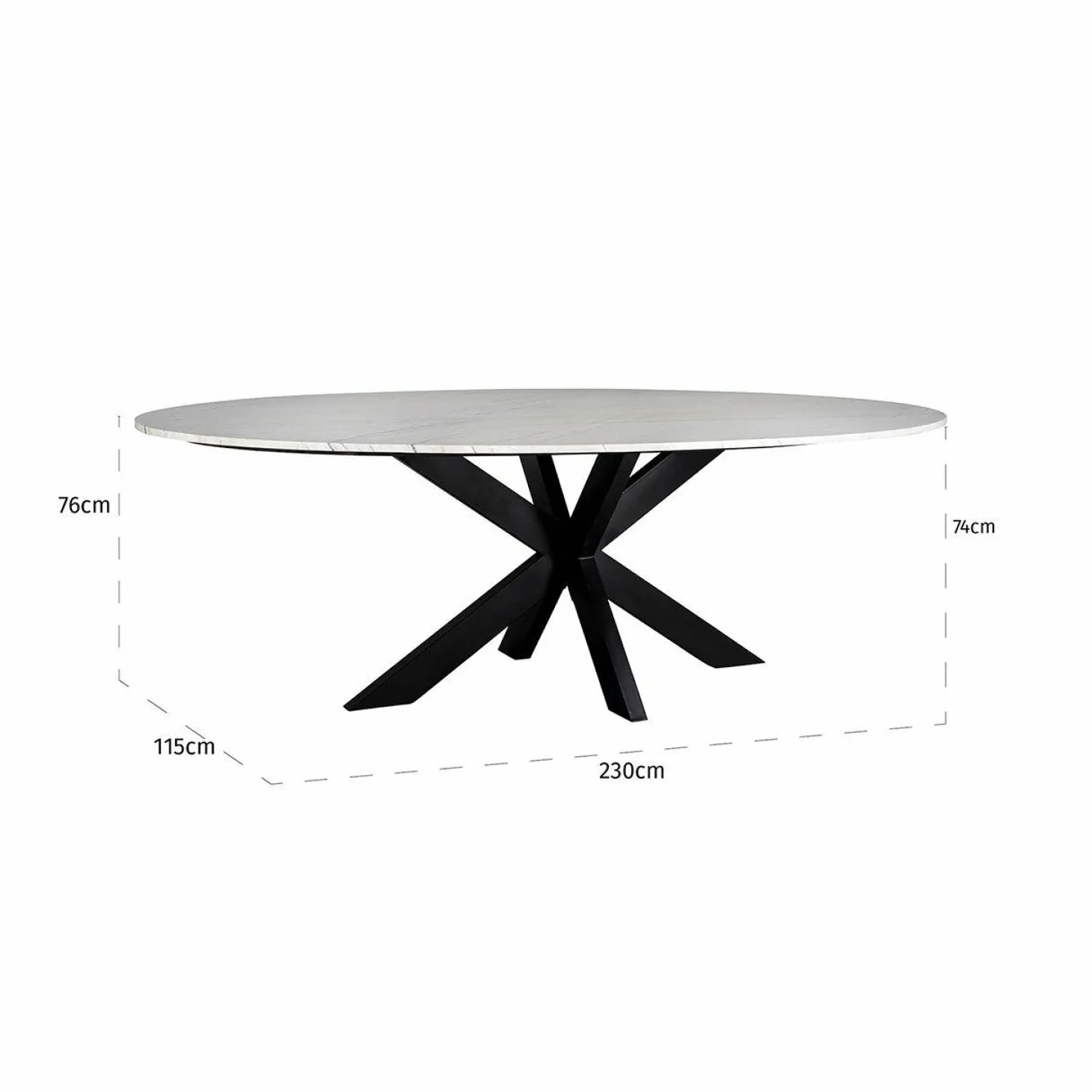 Ovale Eettafel Lexington 230 x 115 cm - Wit - Loft24.nl