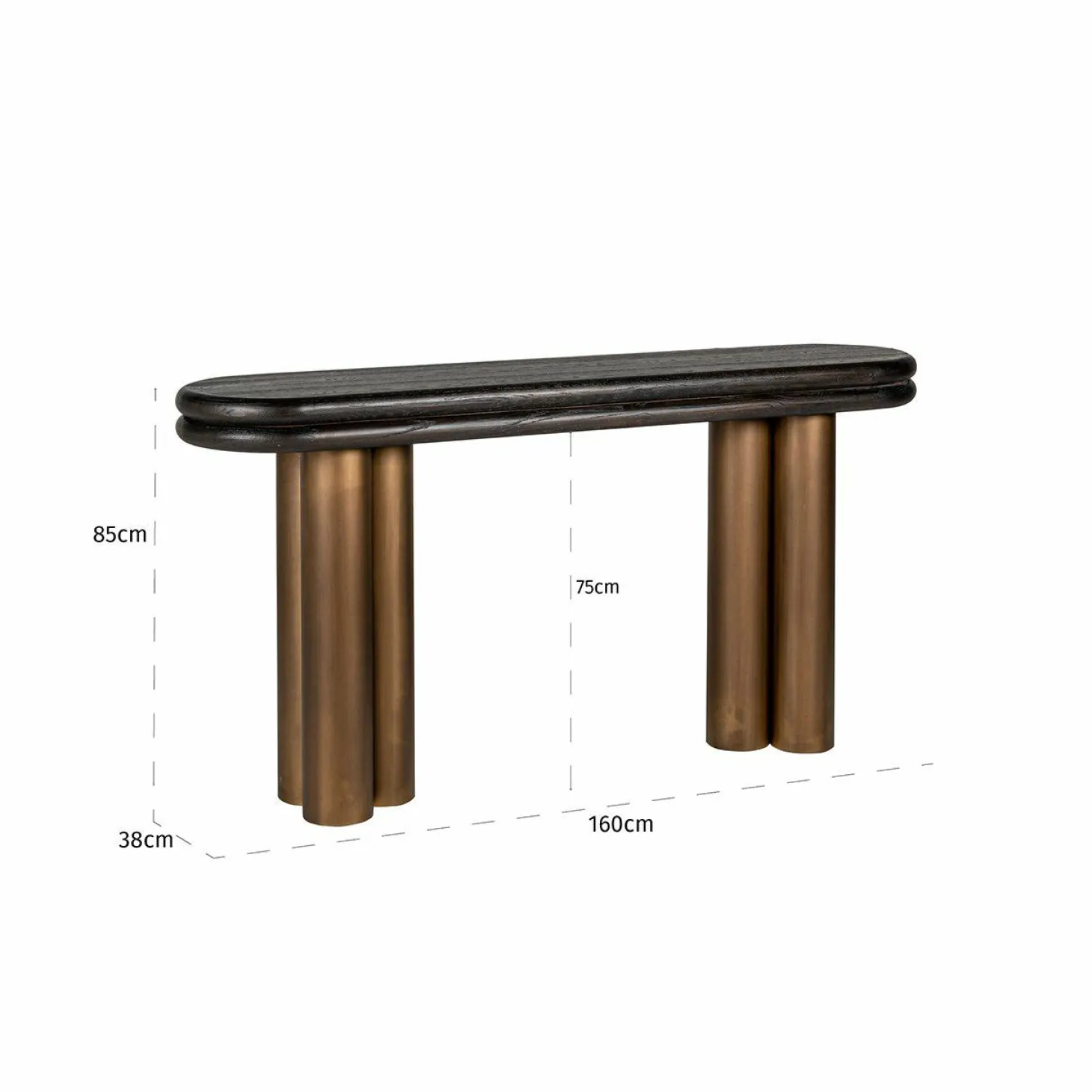 Ovale Sidetable Macaron 160 cm - Zwart rustiek - Loft24.nl