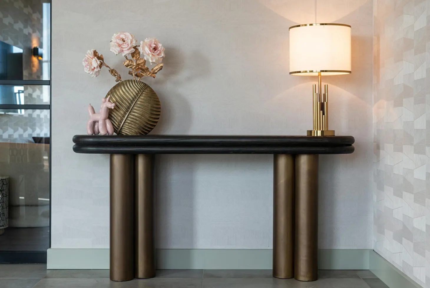 Ovale Sidetable Macaron 160 cm - Zwart rustiek - Loft24.nl
