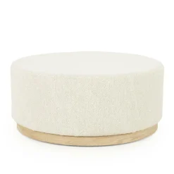 Poef Avah Bouclé 80cm - Beige - Loft24.nl