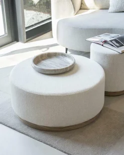 Poef Avah Bouclé 80cm - Beige - Loft24.nl