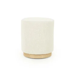 Poef Avah Bouclé 41cm - Beige - Loft24.nl