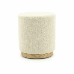 Poef Avah Bouclé 41cm - Taupe - Loft24.nl