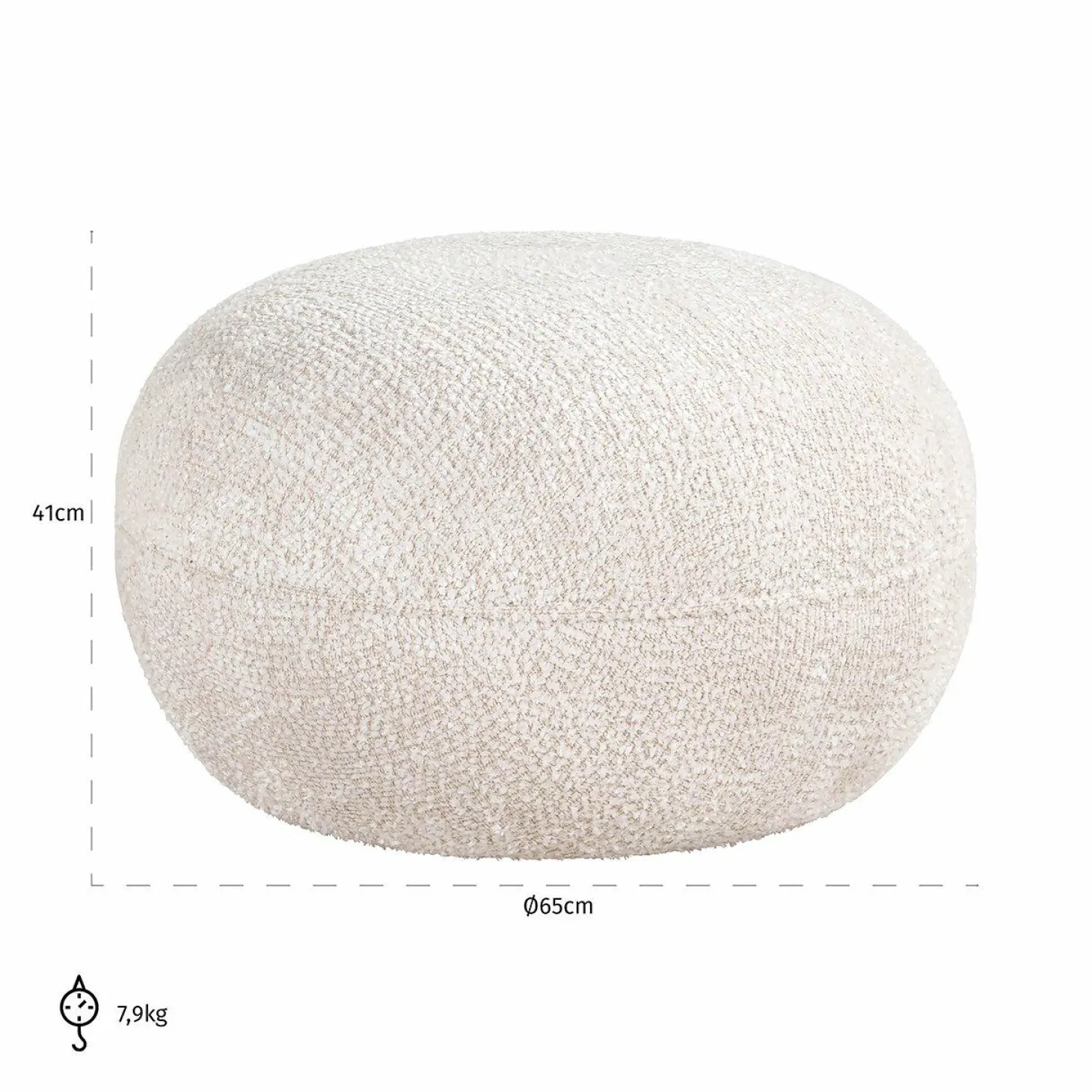 Poef Jace Chenille - Creme - Loft24.nl