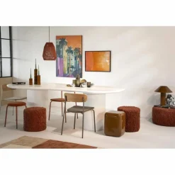 Poef Vista Grof Bouclé 40 x 40 cm - Terracotta - Loft24.nl