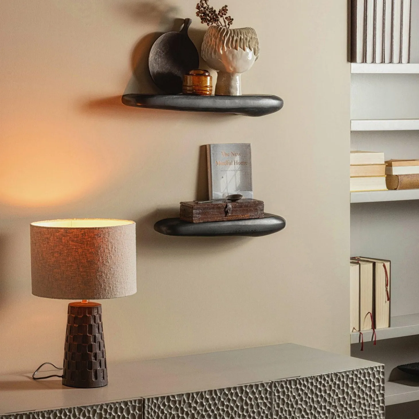 Rock wandplank aluminium zwart 7x50x13cm - Loft24.nl