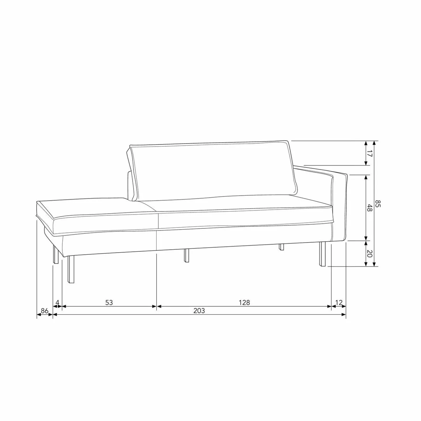 Rodeo daybed right velvet taupe - Loft24.nl