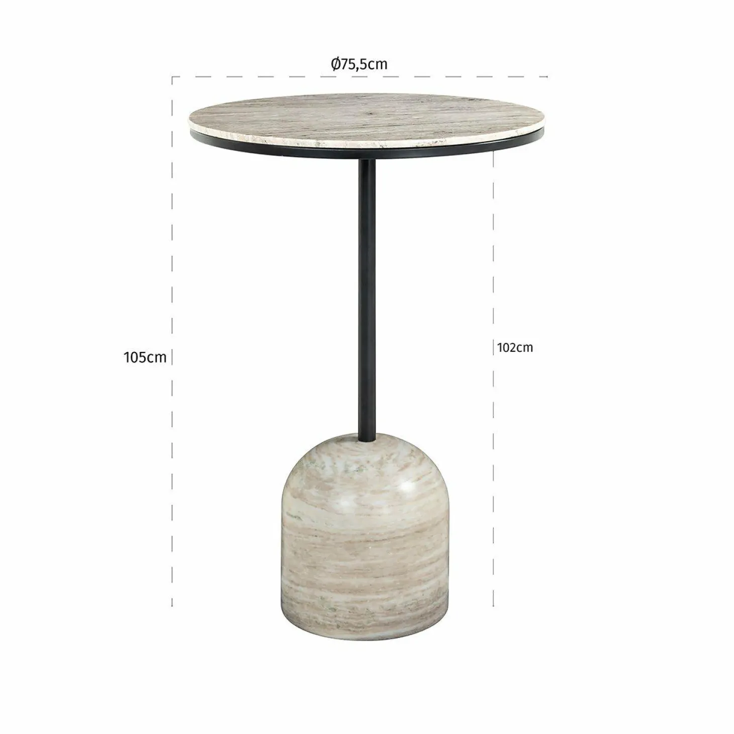 Ronde Bartafel Duncan Marmer - Ø75 cm - Loft24.nl