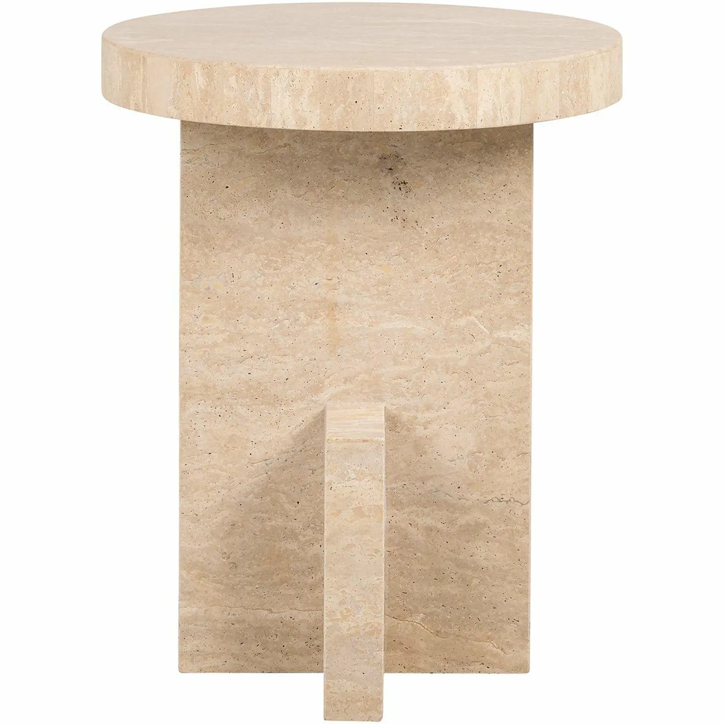 Ronde Bijzettafel Biltmore Travertin Ø45 cm - Beige - Loft24.nl