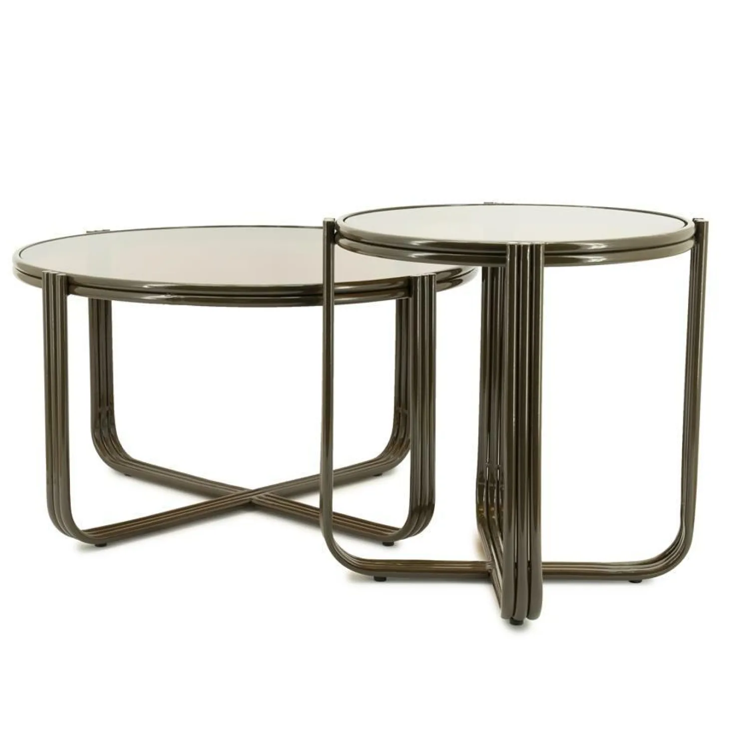 Ronde Bijzettafel Groovy Glas 43cm - Bruin - Loft24.nl