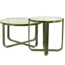 Ronde Bijzettafel Groovy Glas 43cm - Groen - Loft24.nl