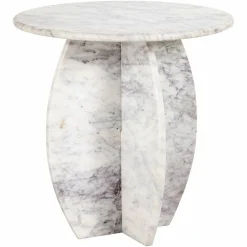 Ronde Bijzettafel Holmes Marmer Ø50 cm - Wit - Loft24.nl