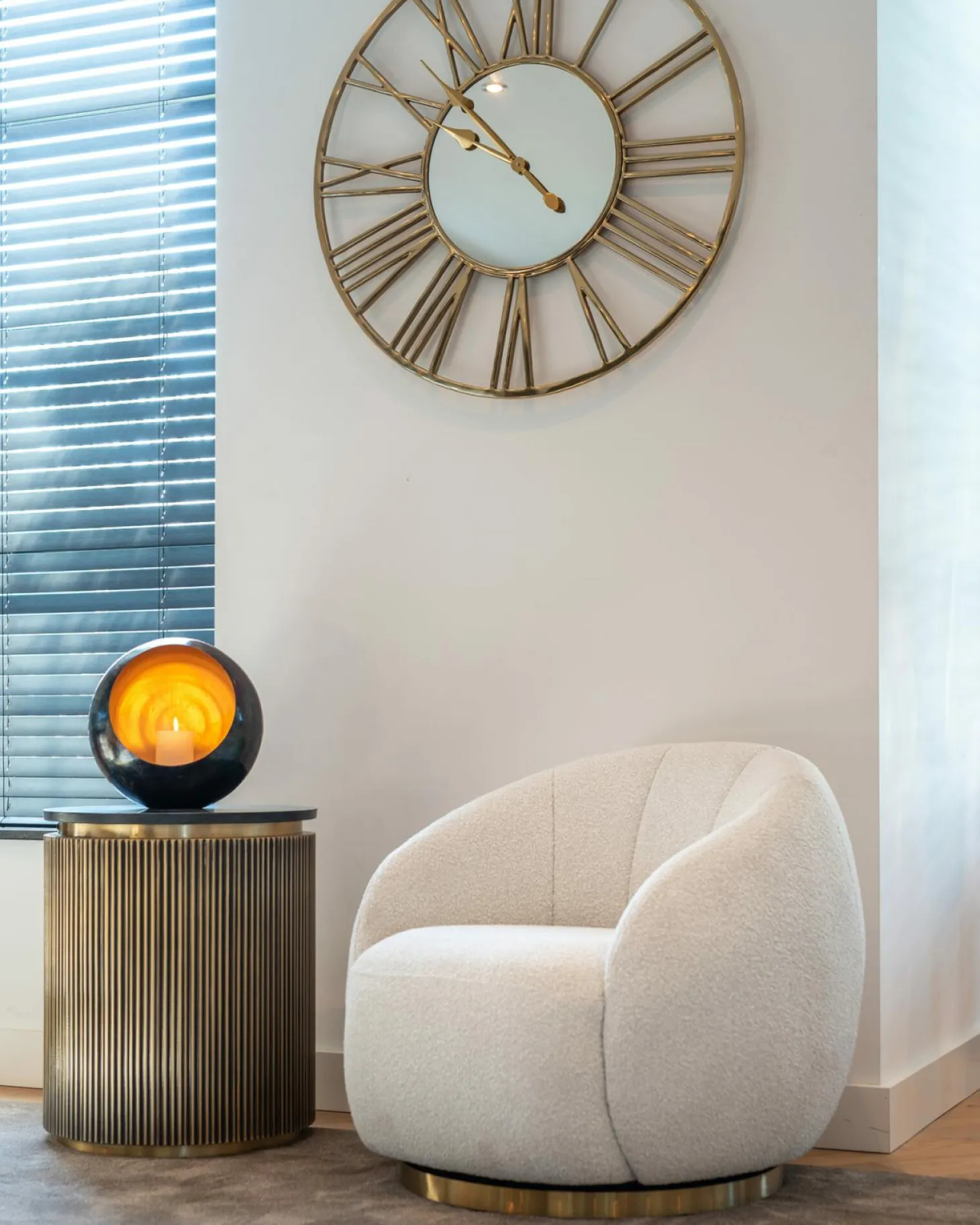 Ronde Bijzettafel Ironville Marmer Ø50 cm - Goud - Loft24.nl