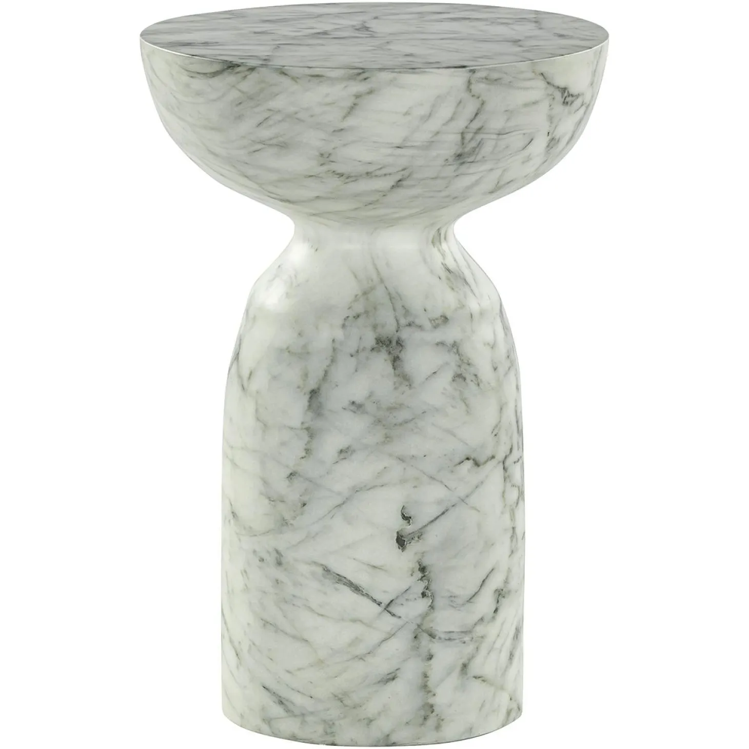 Ronde Bijzettafel Kita Faux marmer Ø34 cm - Wit - Loft24.nl