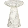 Ronde Bijzettafel Lohan Faux Marmer Ø35 cm - Wit - Loft24.nl