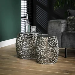 Ronde Bijzettafel Maze Metaal Set van 2 stuks - Loft24.nl
