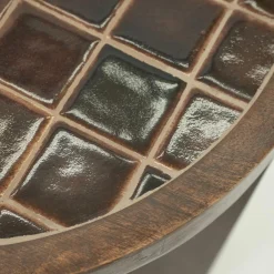 Ronde Bijzettafel TiledUp Keramiek en mangohout 40cm - Loft24.nl