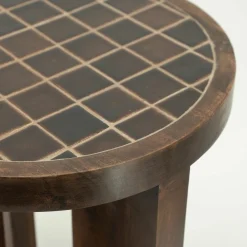 Ronde Bijzettafel TiledUp Keramiek en mangohout 40cm - Loft24.nl